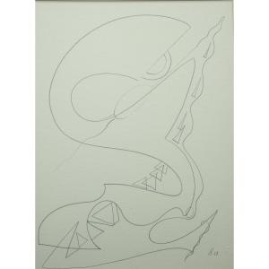 Victor Servranckx 1897-1965 Abstract Pencil Drawing