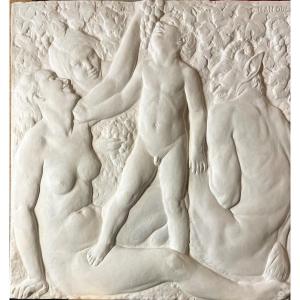 Original Plaster Bas Relief Sculpture By Jean Dulac 1902-1968