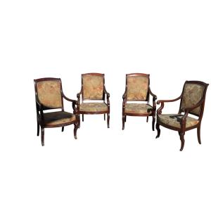 Set Of Four Period Restoration Armchairs 