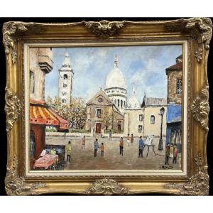 "view Of Montmartre" Old Painting 