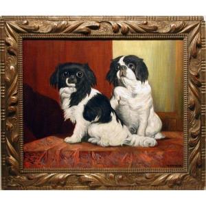Two Pekingese By Franz Karl Oktavian Donau (1863 - 1945)
