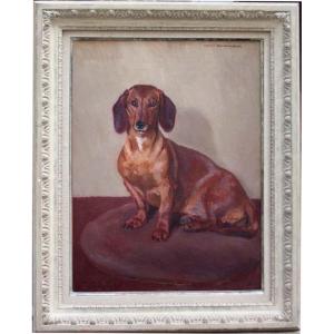 Portrait Of Favorite Dachshund By Helmut Bachrach - Barée (german 1898 - 1964)