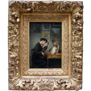 Artist's Musical Pause By Raphaël Bouquet (french, 1824-1920)