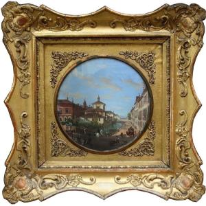 Giovanni Battista Dell'acqua (italien, 1790-1845) Milan: Veduta Del Naviglio Di Porta Romana