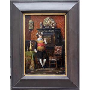 Historic Interior With A Nobleman By Jk Freund (austrian, 19th Century)