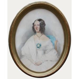 Albert Theer (austrian,1815-1902) Portrait Of A Young Lady