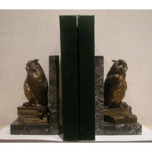 Vienna Bronze, Early 20th Century, A Pair Of Book Holders In The Form Of Owls