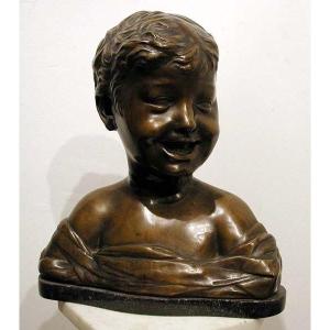 Bronze Child Bust, 19th Century, After Le Desiderio Da Settignano (italian, 1430 -1464)