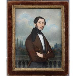 Johann Michael Sattler (austrian 1786-1847) Miniature Portrait Of An Austrian Nobleman