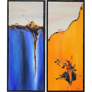 A Pair Of Abstract Compositions By Norbert Mayer - Nomay (austrian, Born 1966)