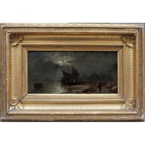 View Of A Dutch Port At Night By Elias Pieter Van Bommel (1819 Amsterdam - 1890 Vienna)