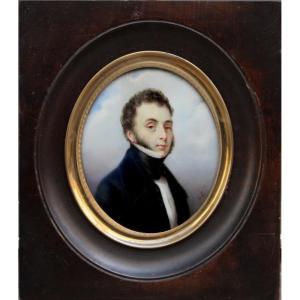 Miniature Portrait Of A Young Gentleman By Amélie De Lacépède, Née Countess Kautz (1795-1860)