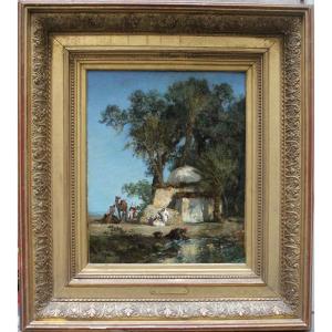 Resting Caravane By Rosellen (french Orientalist, 19th Century)