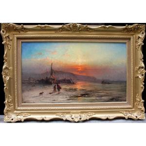 Coastal Landscape At Sunset By George Augustus Williams (british, 1814-1901)