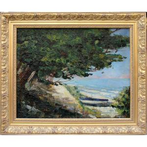 French School, Early 20th Century , Coastal View In The South Of France