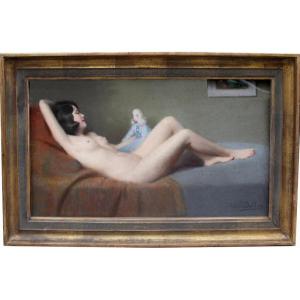 Reclining Nude With A Toy By Robert Louis Raymond Duflos (1898 - 1929)