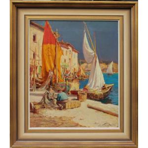 Motif Of Martiques In The South Of France By Léon Noireaut (1886 - 1960)