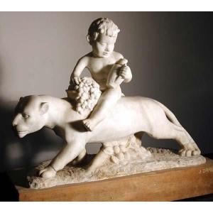Bacchus On The Panther By Jan Drabek ( Czech, Born 1900), Marble Sculpture