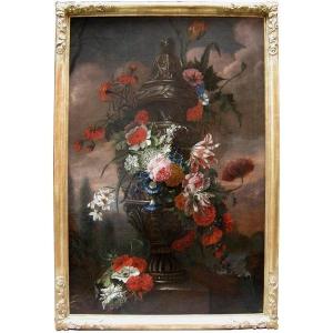 Flowers In A Stone Urn By Jean-baptiste Monnoyer (1634 - 1699) - Attributed