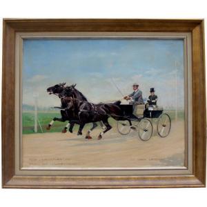 Carriage Racing On The Vienna Racecourse In Krieau By Carl Franz Bauer (1879-1954) - Attr.