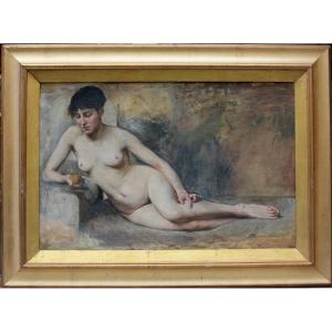 “nude”, Double-sided Painting By Vlaho Bukovac (croatian 1855 -1922), Circle Of