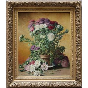 Asters By Louis Victor Gesta (french, 1828 - 1894)