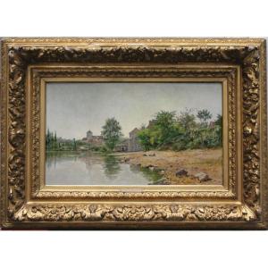 French Village By The River By Mario Carl-rosa (french, 1853 - 1913)
