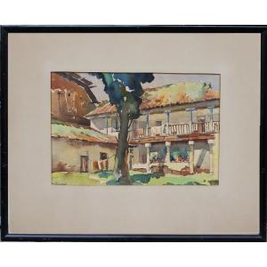 Courtyard In Quito, Ecuador By Hernando Mejia Carrasquilla (venezuelan, 1940)