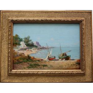 Coastal Scene In Tunisia By Jean Frix (french, Active 1850-1900)