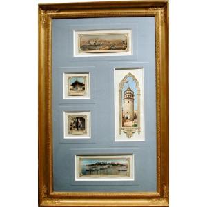 5 Views Of Istanbul By Franz Poledne (austrian 1873-1932), Original Watercolours