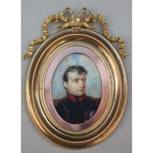 Jean-baptiste Isabey (1767-1855) - School. Miniature Portrait Of Napoleon