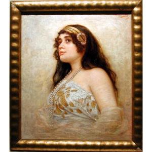 A Young Beauty By Josef Zenisek (czech, 1855-1944)
