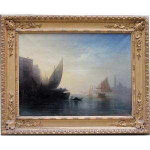 Evening Atmosphere On The Venetian Lagoon By Karl Heilmayer (1829-1908)