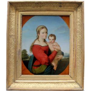 Mary With The Infant Jesus, Nazarene School, Dated 1824, With An Illegible Signature