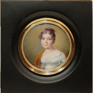 Miniature Portrait Of A Young Woman By Jacques Louis Comte (swiss-italian, Circa 1781-1843)