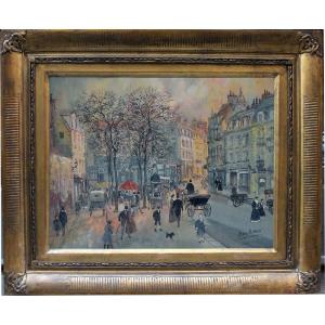 Street Scene In Paris By Henri Grenier (french, 1882 - 1940)