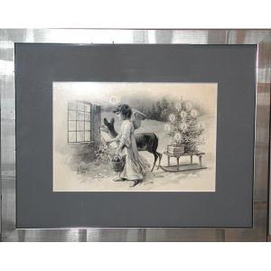 Christmas Angel By Josef Kraenzle (austrian, 1874-1937)