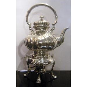 Silver Hot Water Boiler With Stove And Burner, German Silver, Late 19th Century