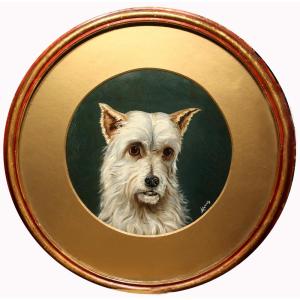 Portrait Of A West Highland White Terrier By Anton Wessely (austrian 1848 - 1908)
