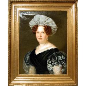 Franz Seraph Stirnbrand (1788 - 1882) Portrait Of A Noble Woman In A White Cap