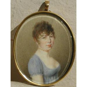 Portrait Of A Lady In A Blue Dress  By Emile Bernhard De Guerard (1780-1836), Attr.to