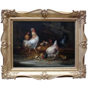 Chicken Coop By Claude Guilleminet (1821 - Paris - Circa 1861)