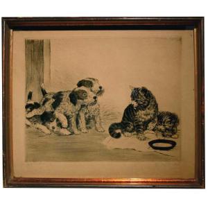 Franz Michl (austrian, Born In 1926) Unexpected Guests