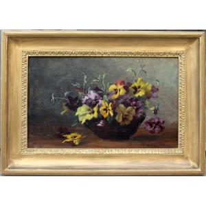 Pansies In A Ceramic Vase, By Camilla Goebl-wahl (born In 1871)