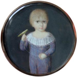 Portrait Miniature Of Francesco Oliveri Del Castillo, Future Duke Of Aquaviva In Palermo