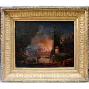 Fire In A Port Near Naples Par Jacques Antoine Volaire Il Cavalier (1729 -1802), Attributed To