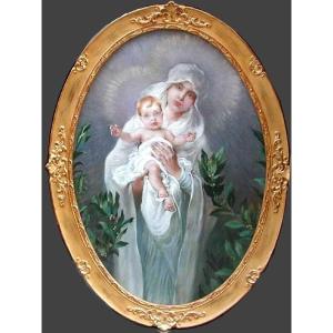 Virgin With Child By Alfons Mucha (1860-1939) Cercle