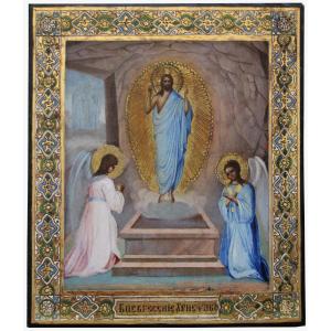Russian Icon, Late 19th Century The Resurrection Of Christ