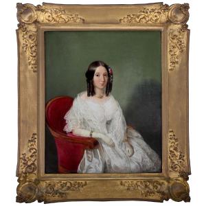 Portrait Of A Young Beauty By Carl Dietrich (austrian, 1821/1823 - 1888)