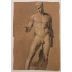 “male Nude I,” Academic Drawing, Dated 1832